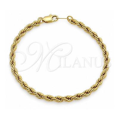 Oro Laminado Basic Bracelet, Gold Filled Style Rope Design, Polished, Golden Finish, 5.222.034.07 (04 MM Thickness, 7 Inches Length)