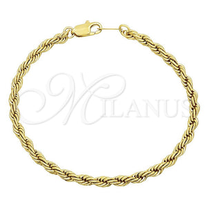 Oro Laminado Basic Bracelet, Gold Filled Style Rope Design, Polished, Golden Finish, 5.222.034.07 (04 MM Thickness, 7 Inches Length)