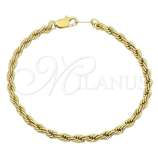 Oro Laminado Basic Bracelet, Gold Filled Style Rope Design, Polished, Golden Finish, 5.222.034.07 (04 MM Thickness, 7 Inches Length)