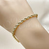 Oro Laminado Basic Bracelet, Gold Filled Style Rope Design, Polished, Golden Finish, 5.222.034.08 (04 MM Thickness, 8 Inches Length)