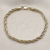 Oro Laminado Basic Bracelet, Gold Filled Style Rope Design, Polished, Golden Finish, 5.222.034.08 (04 MM Thickness, 8 Inches Length)