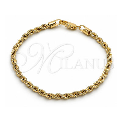 Oro Laminado Basic Bracelet, Gold Filled Style Rope Design, Polished, Golden Finish, 5.222.034.08 (04 MM Thickness, 8 Inches Length)