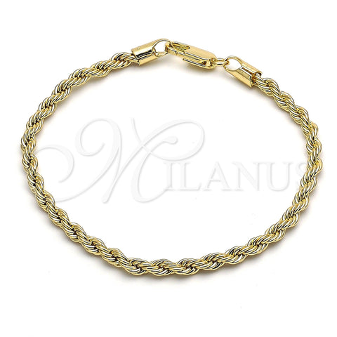 Oro Laminado Basic Bracelet, Gold Filled Style Rope Design, Polished, Golden Finish, 5.222.034.08 (04 MM Thickness, 8 Inches Length)