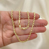 Oro Laminado Basic Necklace, Gold Filled Style Rope and Twist Design, Polished, Golden Finish, 5.222.035.24 (03 MM Thickness, 24 Inches Length)
