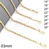 Oro Laminado Basic Necklace, Gold Filled Style Rope and Twist Design, Polished, Golden Finish, 5.222.035.24 (03 MM Thickness, 24 Inches Length)