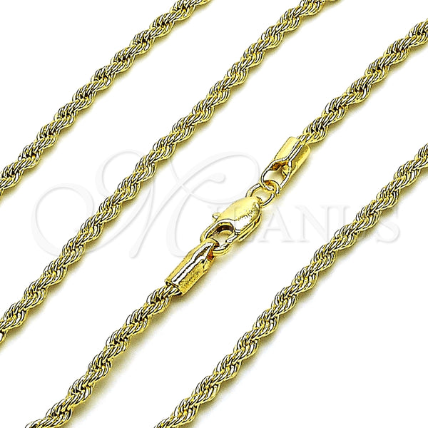 Oro Laminado Basic Necklace, Gold Filled Style Rope Design, Polished, Golden Finish, 5.222.036.18