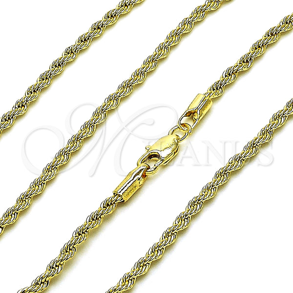 Oro Laminado Basic Necklace, Gold Filled Style Rope Design, Polished, Golden Finish, 5.222.036.18 (02 MM Thickness, 18 Inches Length)