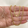 Oro Laminado Basic Necklace, Gold Filled Style Box Design, Polished, Golden Finish, 5.222.037.24 (03 MM Thickness, 24 Inches Length)