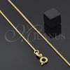 Oro Laminado Basic Necklace, Gold Filled Style Box Design, Polished, Golden Finish, 5.222.039.18 (02 MM Thickness, 18 Inches Length)