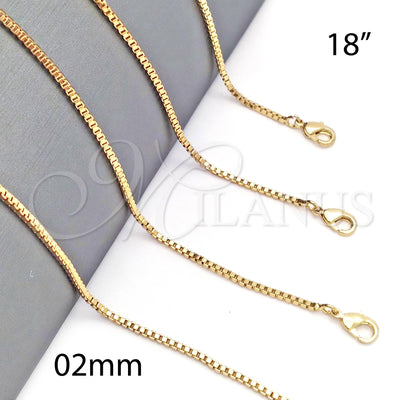 Gold Filled gold-layered box-chain necklace - product view - Milanus SKU 016699 for wholesale, main product view