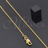Oro Laminado Basic Necklace, Gold Filled Style Box Design, Polished, Golden Finish, 5.222.040.24 (01 MM Thickness, 24 Inches Length)