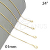 Oro Laminado Basic Necklace, Gold Filled Style Box Design, Polished, Golden Finish, 5.222.040.24 (01 MM Thickness, 24 Inches Length)