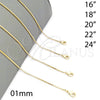 Oro Laminado Basic Necklace, Gold Filled Style Box Design, Polished, Golden Finish, 5.222.040.24 (01 MM Thickness, 24 Inches Length)