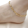 Oro Laminado Basic Anklet, Gold Filled Style Figaro Design, Polished, Golden Finish, 5.222.013.10 (160 Gauge, 06 MM Thickness, 10 Inches Length)