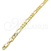 Oro Laminado Basic Anklet, Gold Filled Style Figaro Design, Polished, Golden Finish, 5.222.013.10 (160 Gauge, 06 MM Thickness, 10 Inches Length)