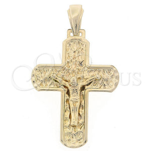 Oro Laminado Religious Pendant, Gold Filled Style Diamond Cutting Finish, Golden Finish, 05.16.0134