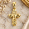 Oro Laminado Religious Pendant, Gold Filled Style Crucifix Design, Polished, Golden Finish, 05.16.0135