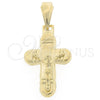 Oro Laminado Religious Pendant, Gold Filled Style Crucifix Design, Polished, Golden Finish, 05.16.0135