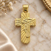 Oro Laminado Religious Pendant, Gold Filled Style Cross and Jesus Design, Polished, Golden Finish, 05.16.0136