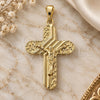 Oro Laminado Religious Pendant, Gold Filled Style Crucifix Design, Polished, Golden Finish, 05.16.0140