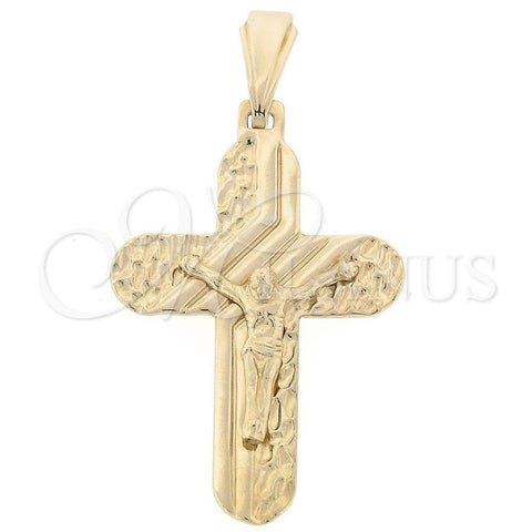 Oro Laminado Religious Pendant, Gold Filled Style Crucifix Design, Polished, Golden Finish, 05.16.0140