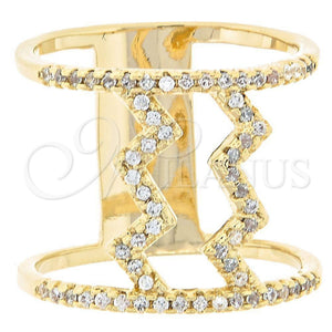 Oro Laminado Multi Stone Ring, Gold Filled Style with White Cubic Zirconia, Polished, Golden Finish, 01.167.0002.07 (Size 7)