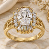 Oro Laminado Multi Stone Ring, Gold Filled Style Cluster Design, with White Cubic Zirconia, Polished, Golden Finish, 5.167.006.06 (Size 6)