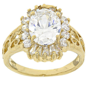 Oro Laminado Multi Stone Ring, Gold Filled Style Cluster Design, with White Cubic Zirconia, Polished, Golden Finish, 5.167.006.06 (Size 6)