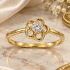 Oro Laminado Multi Stone Ring, Gold Filled Style Flower Design, with White Cubic Zirconia, Polished, Golden Finish, 5.166.030.06 (Size 6)