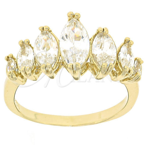 Oro Laminado Multi Stone Ring, Gold Filled Style with White Cubic Zirconia, Polished, Golden Finish, 5.167.010.08 (Size 8)