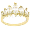 Oro Laminado Multi Stone Ring, Gold Filled Style with White Cubic Zirconia, Polished, Golden Finish, 5.167.010.09 (Size 9)