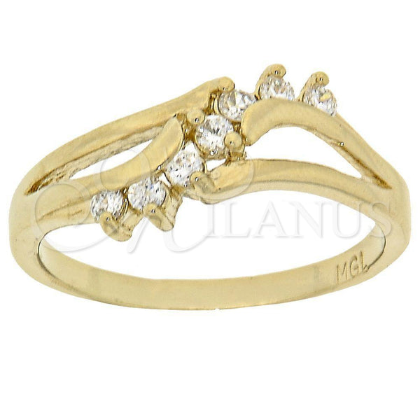 Oro Laminado Multi Stone Ring, Gold Filled Style with White Cubic Zirconia, Polished, Golden Finish, 5.166.019.06 (Size 6)