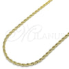 Oro Laminado Basic Necklace, Gold Filled Style Rope and Twist Design, Polished, Golden Finish, 5.222.035.22 (03 MM Thickness, 22 Inches Length)