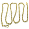 Oro Laminado Basic Necklace, Gold Filled Style Rope and Twist Design, Polished, Golden Finish, 5.222.035.22 (03 MM Thickness, 22 Inches Length)