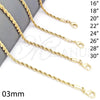 Oro Laminado Basic Necklace, Gold Filled Style Rope and Twist Design, Polished, Golden Finish, 5.222.035.22 (03 MM Thickness, 22 Inches Length)