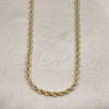 Oro Laminado Basic Necklace, Gold Filled Style Rope Design, Polished, Golden Finish, 5.222.034.22 (04 MM Thickness, 22 Inches Length)