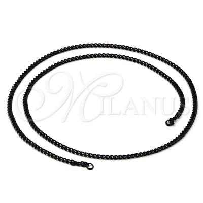 Stainless Steel Basic Necklace, Miami Cuban Design, Black Polished, Black Rhodium Finish, 04.113.1741.18 (18 for wholesale, main product view
