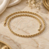 Stainless Steel Fancy Necklace, Twist Design, Polished, Golden Finish, 17017 (28 Inches Length)