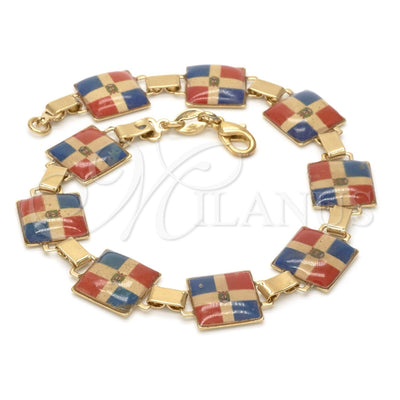 Oro Laminado Fancy Bracelet, Gold Filled Style Polished, Golden Finish, 035.006.07 (8 Inches Length) for wholesale, main product view
