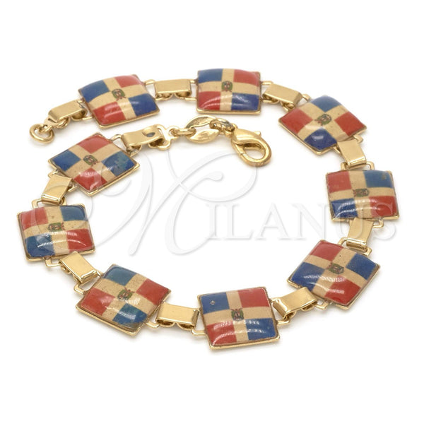 Oro Laminado Fancy Bracelet, Gold Filled Style Polished, Golden Finish, 035.006.07 (8 Inches Length)