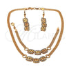 Oro Laminado Necklace, Bracelet and Earring, Gold Filled Style with White Cubic Zirconia, Polished, Golden Finish, 16.004