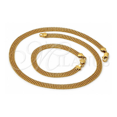 Oro Laminado Necklace and Bracelet, Gold Filled Style Polished, Golden Finish, 5.220.001.18