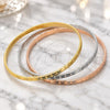 Stainless Steel Trio Bangle, Diamond Cutting Finish, Tricolor, 17203 (03 MM Thickness, Size 6 (2.75 Diameter))
