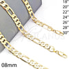 Oro Laminado Basic Necklace, Gold Filled Style Figaro Design, Polished, Golden Finish, 5.222.011.20 (200 Gauge, 08 MM Thickness, 20 Inches Length)