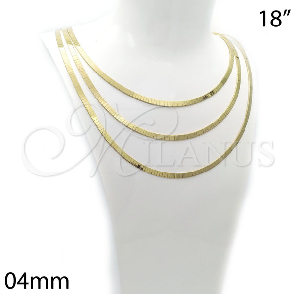 Oro Laminado Basic Necklace, Gold Filled Style Herringbone Design, Polished, Golden Finish, 04.63.1167.18 (04 MM Thickness, 18 Inches Length)
