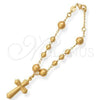 Oro Laminado Bracelet Rosary, Gold Filled Style Cross Design, Polished, Golden Finish, 5.213.013.08