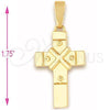 Oro Laminado Religious Pendant, Gold Filled Style Cross Design, Diamond Cutting Finish, Golden Finish, 5.190.007