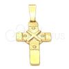 Oro Laminado Religious Pendant, Gold Filled Style Cross Design, Diamond Cutting Finish, Golden Finish, 5.190.007
