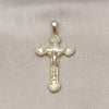 Oro Laminado Religious Pendant, Gold Filled Style Crucifix Design, Golden Finish, 5.190.009