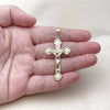 Oro Laminado Religious Pendant, Gold Filled Style Crucifix Design, Polished, Golden Finish, 5.190.009